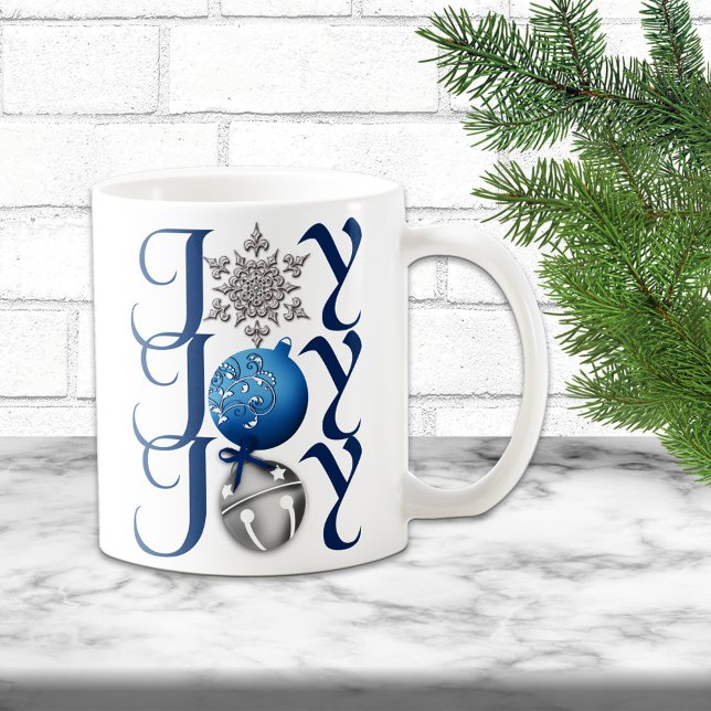 Blue Silver Christmas Joy Mug (Creator Uploaded)