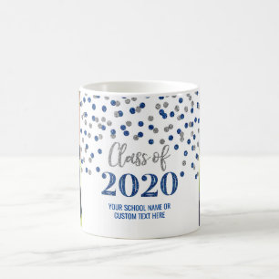 Blue Silver Class of 2020 Photo Graduation Mug