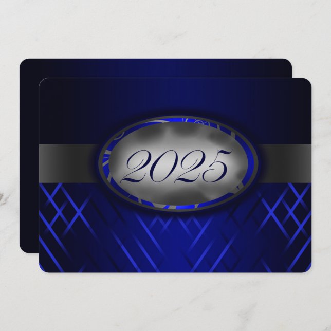 Blue & Silver Class of 2025 Party Invitation (Front/Back)