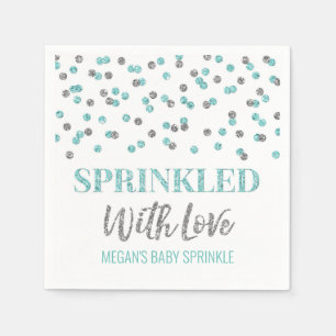 Blue Silver Confetti Sprinkled with Love Napkin