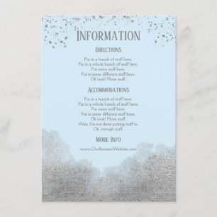Blue Silver Confetti Wedding Information Details Enclosure Card