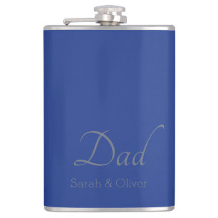 Blue & Silver "Dad" Vinyl Wrapped Flask