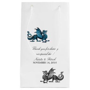 Blue Silver Dragon Wedding Gift Bag