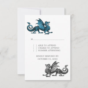 Blue Silver Dragon Wedding Response Card