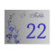 Blue Silver Floral with Butterflies Table Number