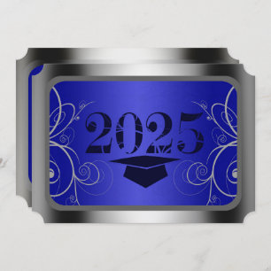 Blue & Silver Frame Graduation Party Invitation