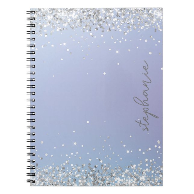 Blue Silver Glitter Custom  Notebook (Front)