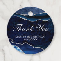 Blue & Silver Glitter Marble Agate Birthday