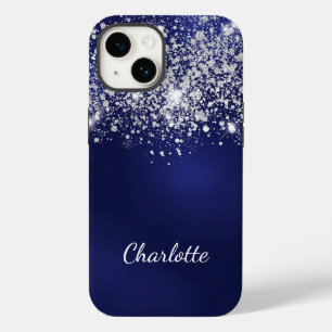 Blue silver glitter name script  Case-Mate iPhone 14 case
