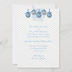 Blue Silver Glitter Ornaments Wedding Invitation