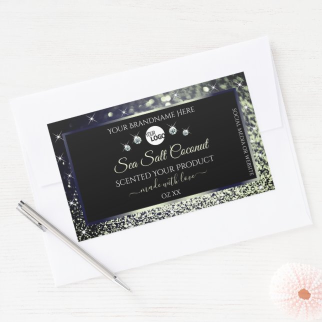 Blue Silver Glitter Product Labels Logo Diamonds (Envelope)