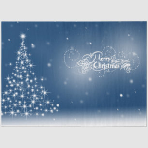 Blue Silver Glowing Sparkling Christmas Tree  Tissue Paper