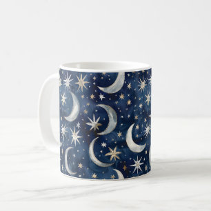 Blue Silver Gold Stars Coffee Mug