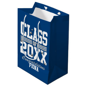 Blue Silver Graduating Class Year Medium Gift Bag