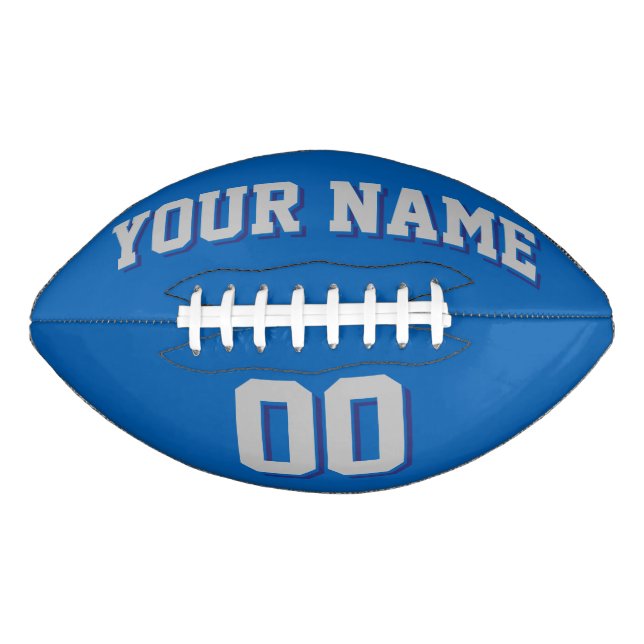 BLUE SILVER GRAY AND NAVY Custom Football (Front)