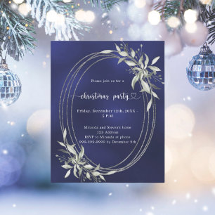 Blue silver greenery Christmas Party invitation