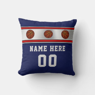 Blue, Silver Grey Personalised Basketball Pillow
