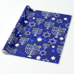 Blue & Silver Hanukkah Menorah Wrapping Paper<br><div class="desc">In celebration of the Jewish festival of lights.</div>