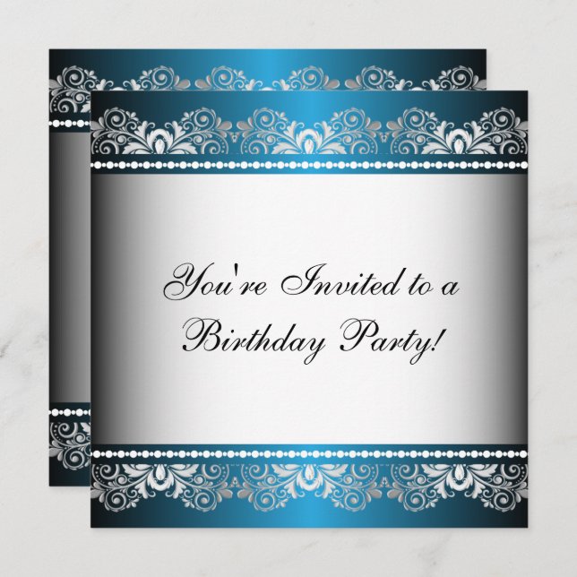 Blue & Silver Lace Party Template (Front/Back)