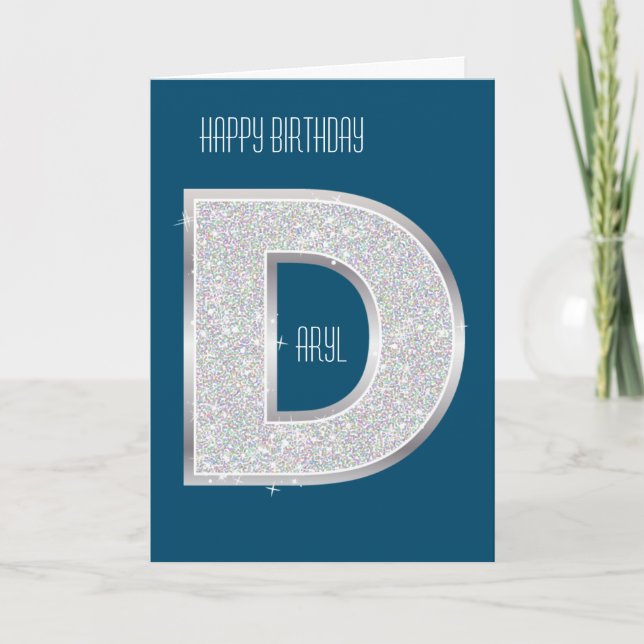 Blue Silver Letter D Card (Front)