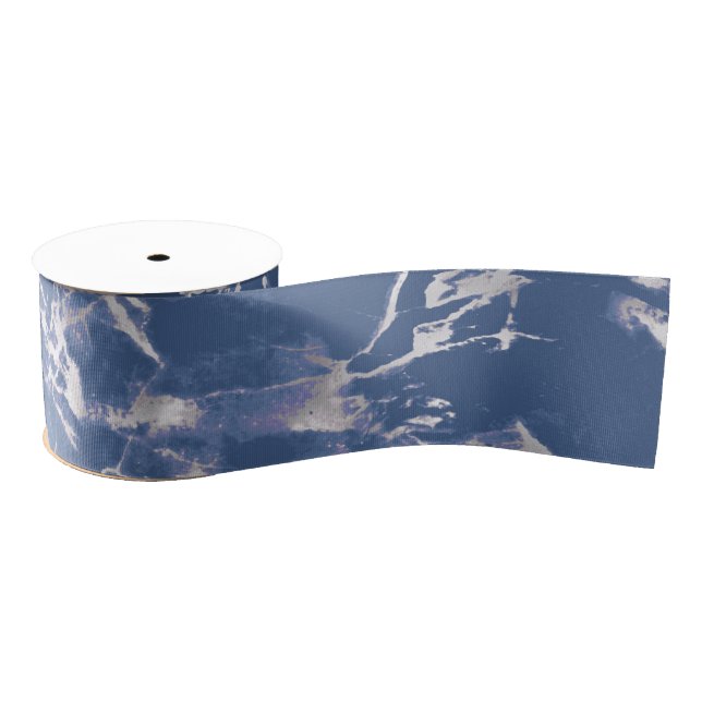 Blue Silver Marble Grosgrain Ribbon (Spool)