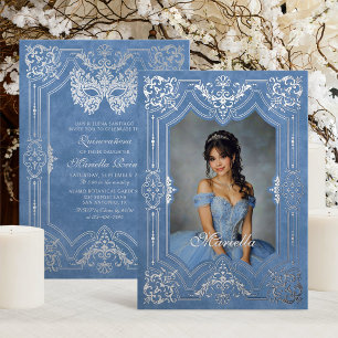 Blue Silver Masquerade Photo Quinceanera
