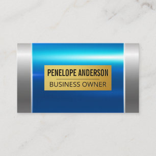 Blue Silver Metallic   Gold Metal Plate Business Card