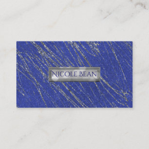 Blue & Silver Modern Glam Marble Stripe Designer Business Card