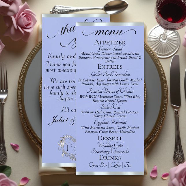 Blue/Silver - Monogram & Thank You Menu (Creator Uploaded)