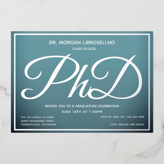 Blue Silver PhD Graduation (Front)