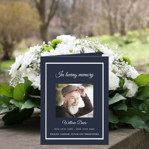 Blue silver photo elegant funeral program