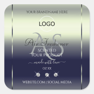 Blue Silver Product Labels Jewels Monogram Logo