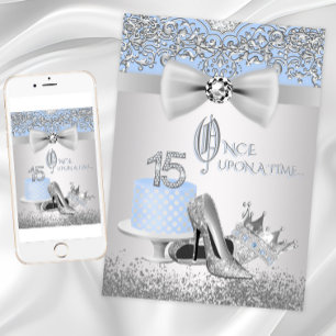 Blue Silver Quinceanera Princess Invitations