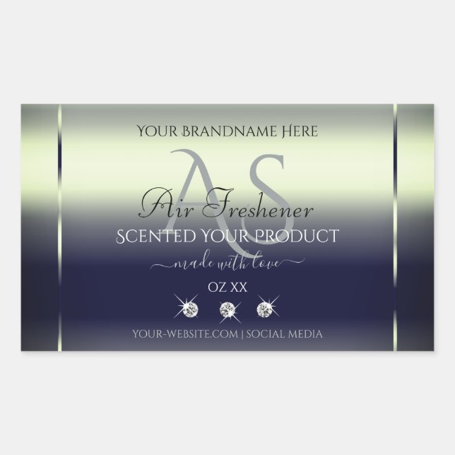 Blue Silver Shimmery Product Label Jewels Monogram (Front)