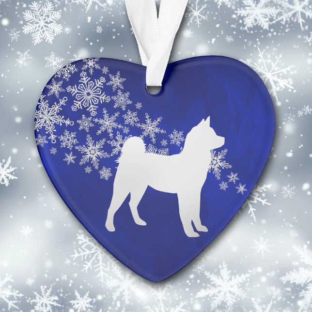 Blue Silver Snowflake Akita Dog Ornament (Creator Uploaded)