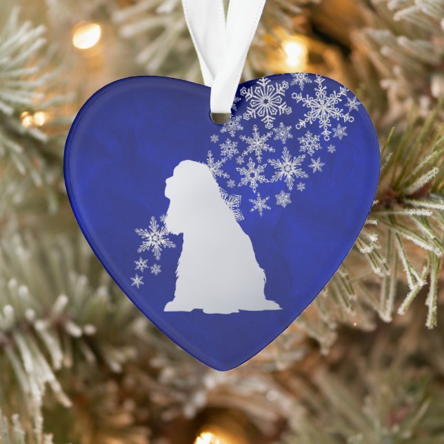 Blue Silver Snowflake American Cocker Spaniel Dog Ornament (Tree)