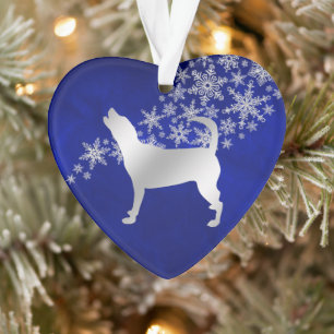 Blue Silver Snowflake Beagle Ornament