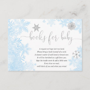 Blue silver snowflake boy baby shower book request enclosure card