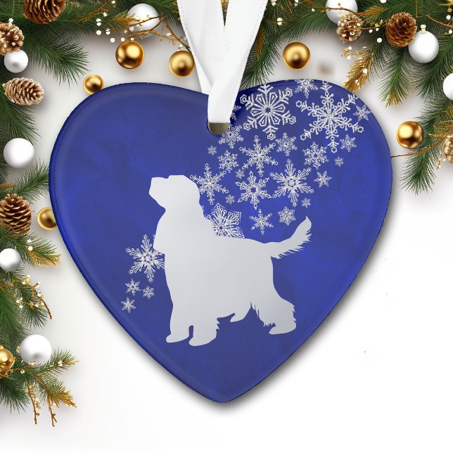 Blue Silver Snowflake English Cocker Spaniel Dog Ornament (Creator Uploaded)