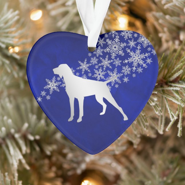 Blue Silver Snowflake German Shorthaired Pointer Ornament (Tree)