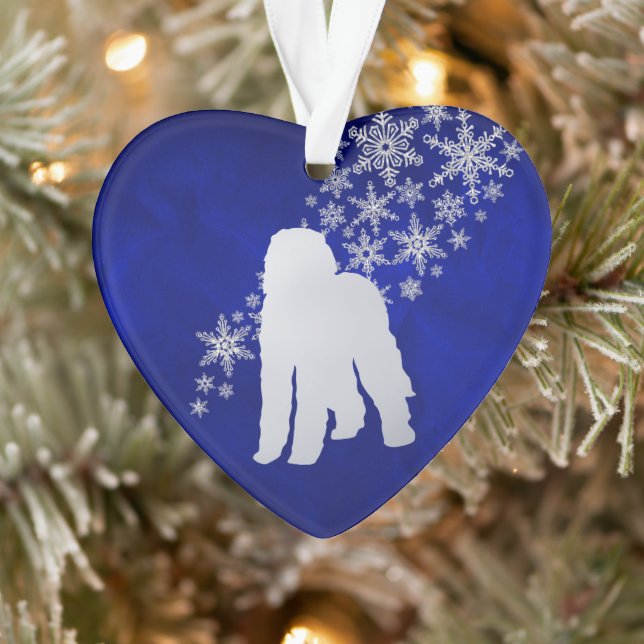 Blue Silver Snowflake Labradoodle Dog Ornament (Tree)