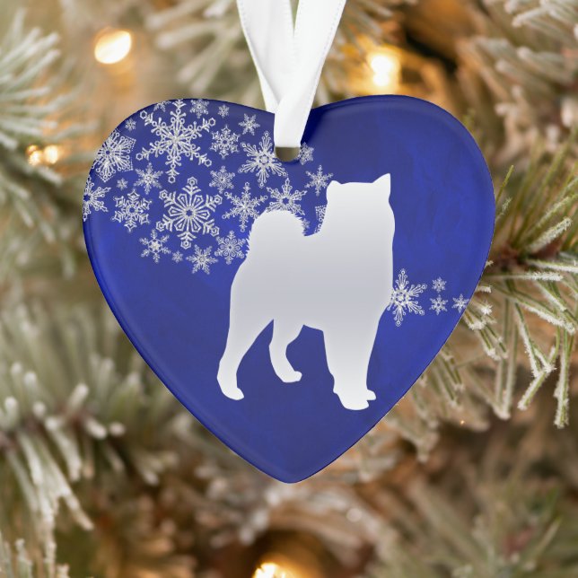 Blue Silver Snowflake Malamute Dog Ornament (Tree)