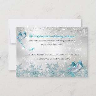 Blue Silver Snowflake Masquerade Christmas RSVP