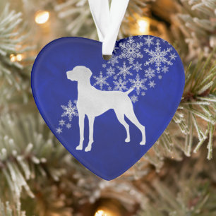 Blue Silver Snowflake Vizsla Ornament