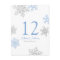 Blue Silver Snowflake Winter Wedding Table Card