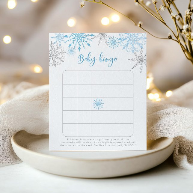 Blue silver snowflakes baby bingo game (Creator Uploaded)