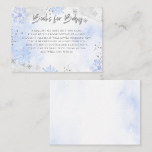 Blue Silver Snowflakes Baby Shower Book Request  Enclosure Card