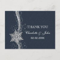 Blue Silver Snowflakes Winter wedding Thank You