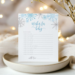 Blue silver Snowflakes Wishes for baby card