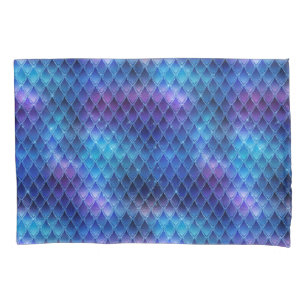 Blue & Silver Sparkles Dragon Scales Pillowcase